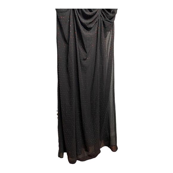 Dundas x Revolve Stardust Ruched Maxi Dress Long Sleeve Side Slit Black Ruby XL - Picture 13 of 14
